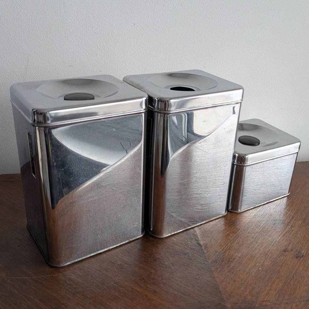MCM Vintage Lincoln Beautyware Chrome Metal 3 Piece Canister Set - Picture 4 of 13